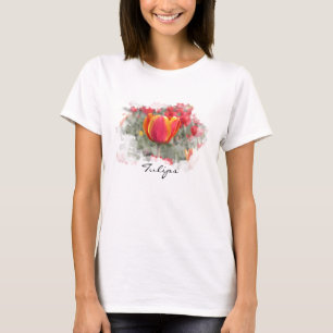 Röda och gula tulpan tee