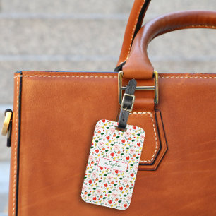 Röda och gula vildblommor mönster Bagage Tag Bagagebricka