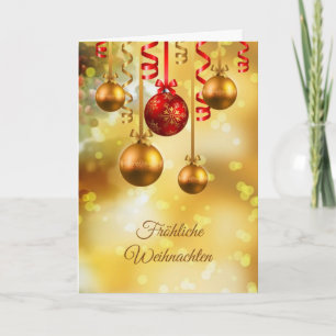 Röda och guld baubles - tyska julafton helgkort