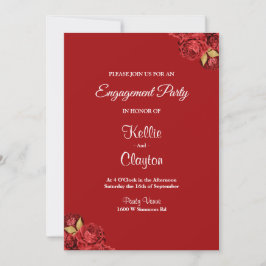 Röda och Guld Blommigt Förlovningsfest Inbjudningar