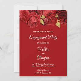 Röda och Guld Blommigt Förlovningsfest Inbjudningar