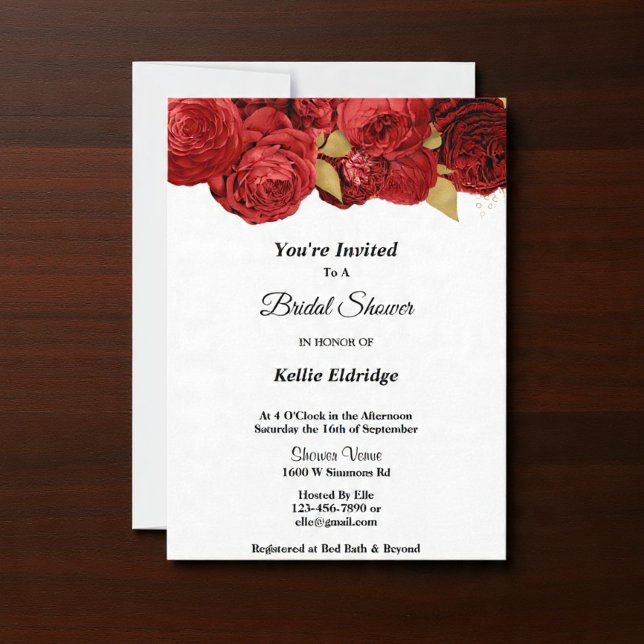 Röda och Guld Blommigten Inbjudningskort för möhip (Skapare uppladdad)