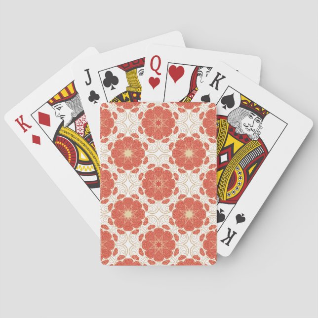 Röda och Guld Blommigten Snöre Mönster Casinokort (Baksidan)