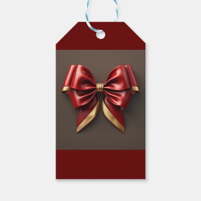 Röda och Guld Bow Presentetikett (Framsidan)
