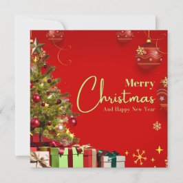 Röda och Guld Elegant God jul Julkort