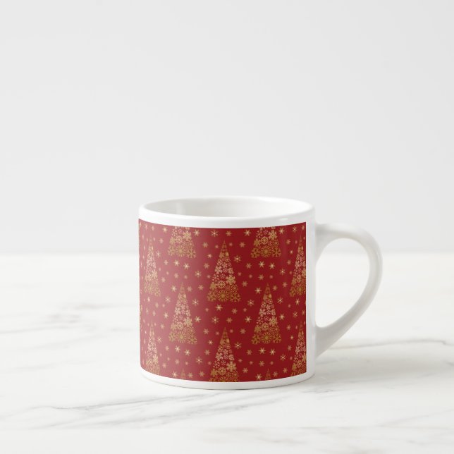 Röda och Guld Elegant Julgran Espressomugg (Höger)