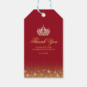 Röda och Guld Glitter Gift-Märkre Presentetikett