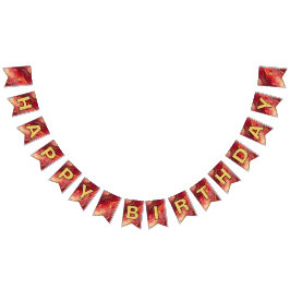 Röda och Guld Grattis på födelsedagen Bunting Flag Vimplar