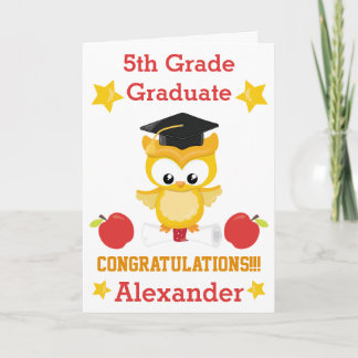 Röda och Guld grattisar 5:e klass student Kort