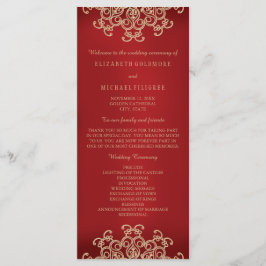 Röda och Guld indisk inspirerad Bröllopsprogram Program