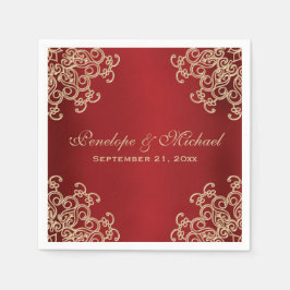 Röda och Guld Indiska Stil Bröllop Pappersservett