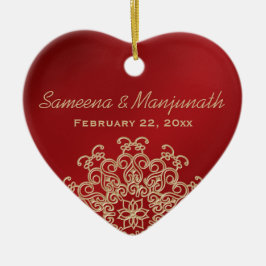 Röda och Guld Indiska Stil-Bröllopsfestens fördel Julgransprydnad Keramik