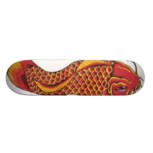 Röda och guld- Koi Old School Skateboard Bräda 21,6 Cm