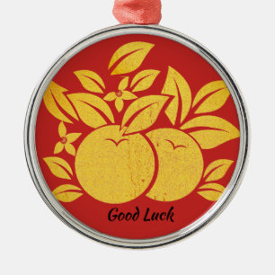 Röda och Guld Orangar Julgransprydnad Metall