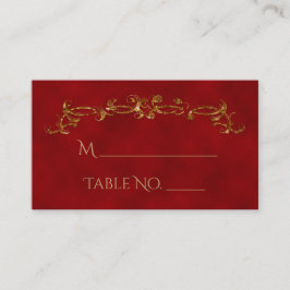 Röda och Guld Peacock Indian Bröllop Place Cards Placeringskort