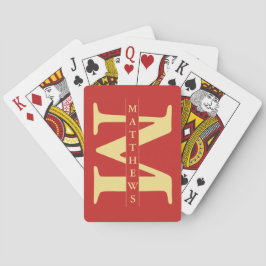 Röda och Guld Personlig Monogram och Namn Casinokort