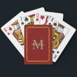 Röda och Guld Personlig Monogram och Namn Casinokort<br><div class="desc">Burgundy Red och Guld Personlig Monogram och Namn Bicycle Spelkort</div>