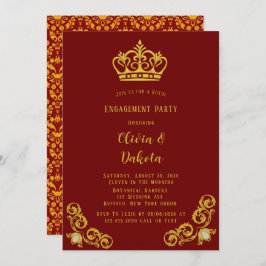Röda och Guld Royal Bröllop Förlovningsfesten Inbjudningar