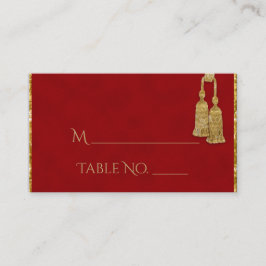 Röda och Guld Tassel Indian Bröllop Place Cards Placeringskort