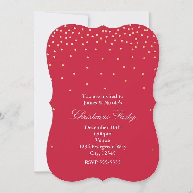 Röda och guldfärgade prickar julfirande inbjudning inbjudningar (Framsida)