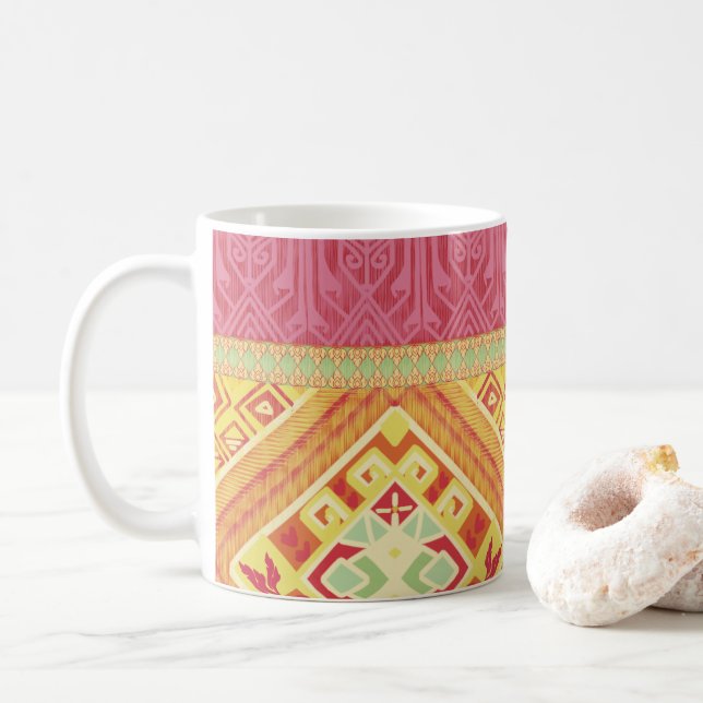 Röda och Gult Fjädrar Kaffemugg (Med munk)
