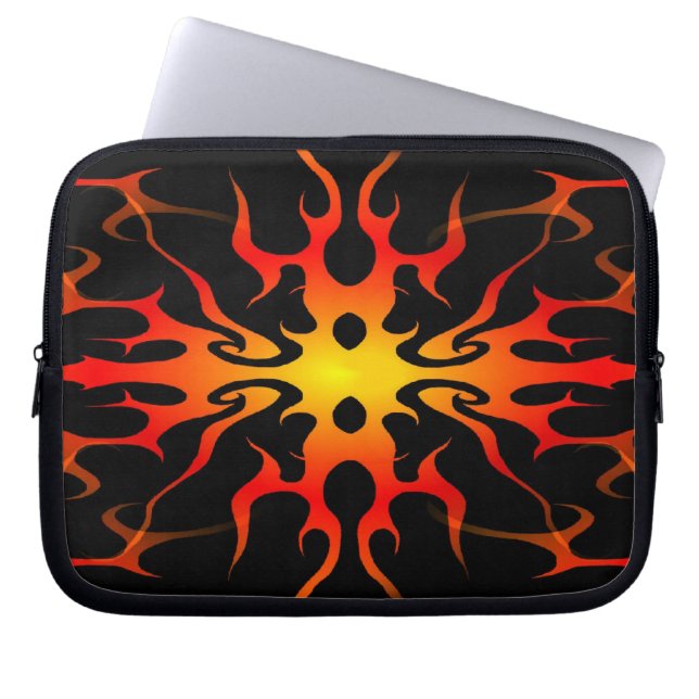 Röda och Gult Hot rod Flames Laptop Fodral (Framsidan)