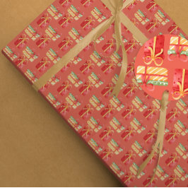 Röda och Gult julklappar Röda Orangen Papper Presentpapper