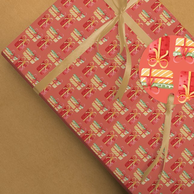 Röda och Gult julklappar Röda Orangen Papper Presentpapper (Skapare uppladdad)