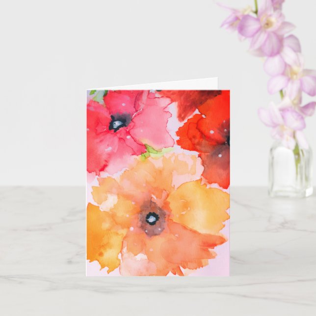 Röda och gyllene Blommigtar Kort (Orkide)