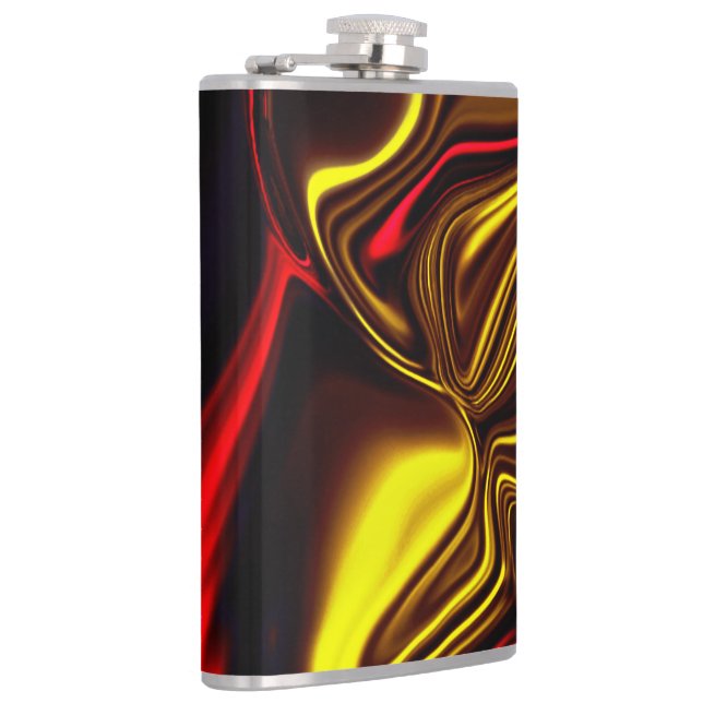 Röda och gyllene böjda linjer på mörkens bakgrund fickplunta (Höger)