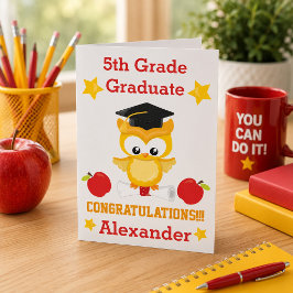 Röda och gyllene gratulationer 5:e klass examen kort