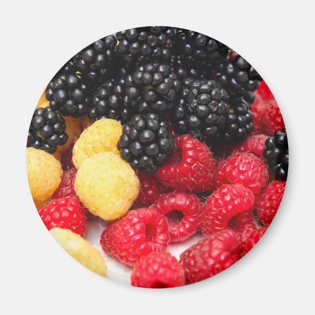 Röda och gyllene hallon magnet (Framsidan)