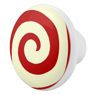 RÖDA OCH IVORA CANDY SWIRL CERAMIC KNOB KNOPP
