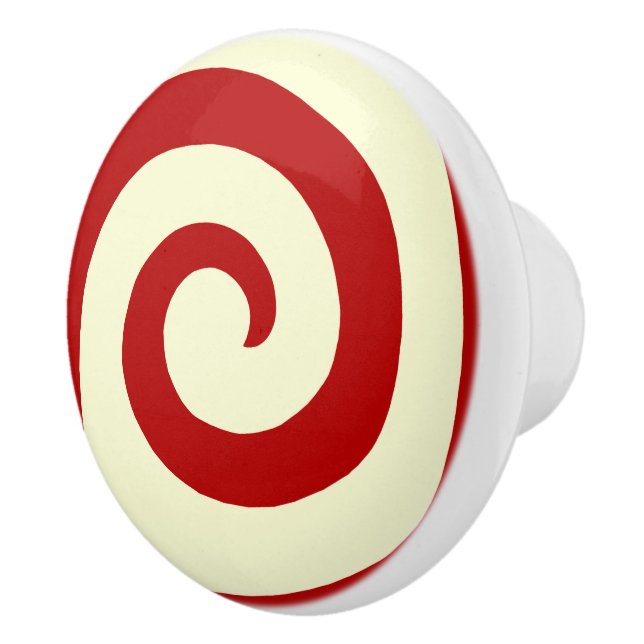 RÖDA OCH IVORA CANDY SWIRL CERAMIC KNOB KNOPP (Höger)