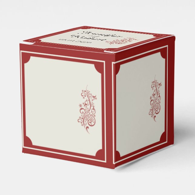 Röda och ivorianska filigree-favoritboxen Gräns Presentaskar (Framsidan Sidan)