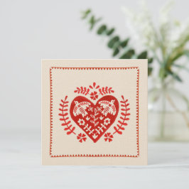 Röda och ivorianska folkkonst Heart Valentine Day