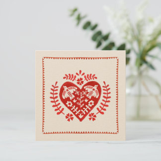 Röda och ivorianska folkkonst Heart Valentine Day