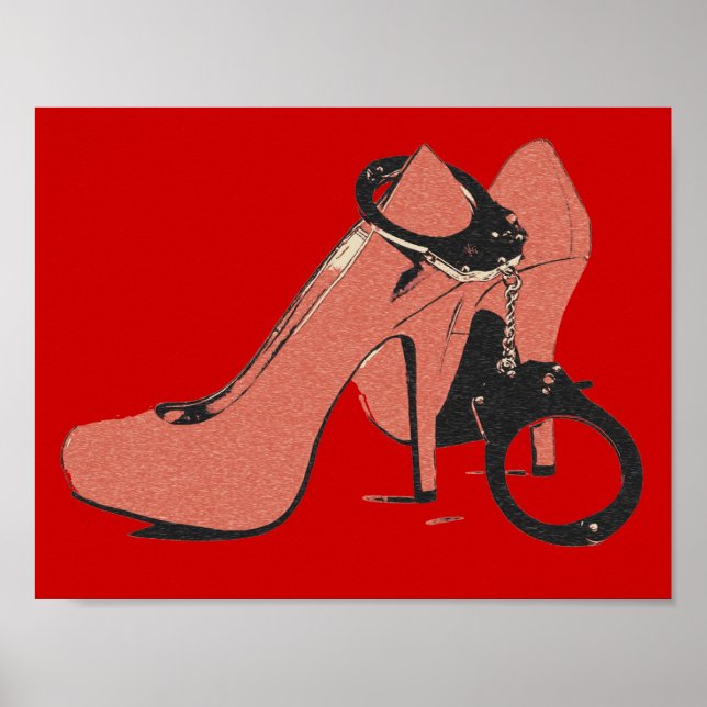 Röda och kinkiga, klackar och klovar, sexiga konst poster (Framsidan)