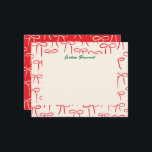 Röda och krämfärgade enkla band Personliga brevpap Anteckningskort<br><div class="desc">Ett mönster av enkla och söta handritade band i festlig körsbärs-röd på varmt vitt ger detta platta personliga brevpapper en bekymmerslös och feminin prägel,  perfekt för att skicka tackkort efter jul eller som en festlig,  säsongsanpassad,  anpassad värdinnegåva. Glöm inte att redigera namnet!</div>