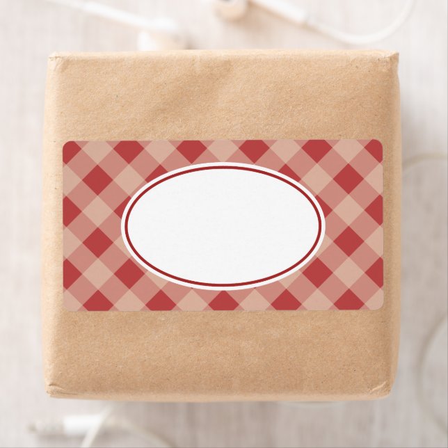 Röda och krämfärgade Gingham-etiketter Fraktsedel (Insitu)