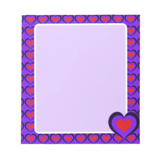Röda och lila hjärtan älskling anteckningsblock