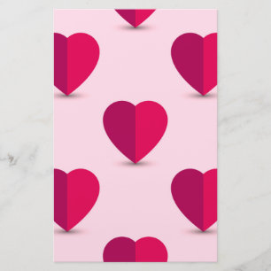 Röda och Lila Hjärter på Rosa Background Brevpapper