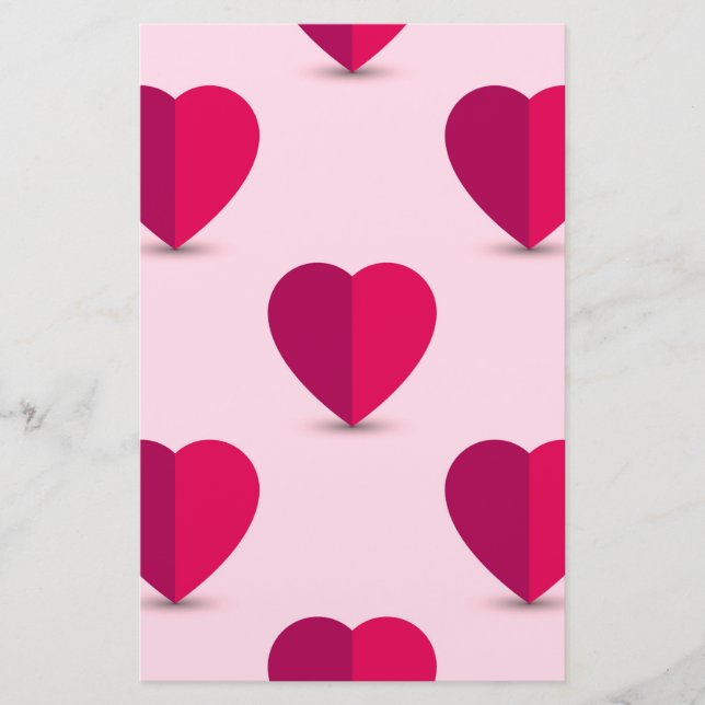 Röda och Lila Hjärter på Rosa Background Brevpapper (Framsida)