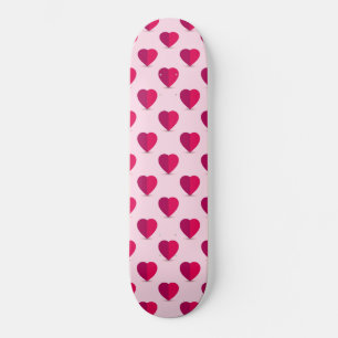 Röda och Lila Hjärter på Rosa Background Mini Skateboard Bräda 18,5 Cm
