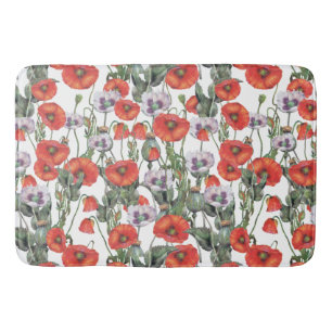 Röda och Lila Poppies Mönster Badrumsmatta
