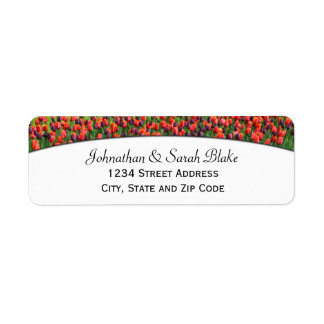 Röda och Lila Tulip-Returetiketter Returadress Etikett