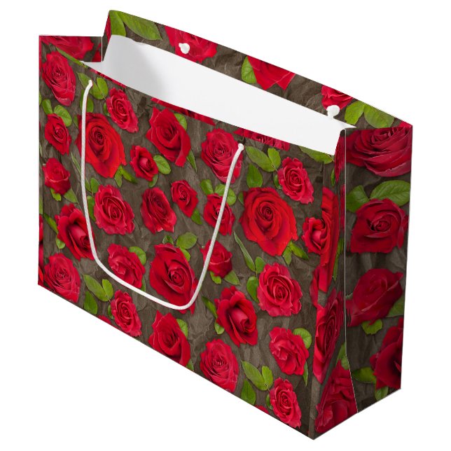 Röda och mörkt rosa blommande rosor mönster (Framsidan Vinklad)