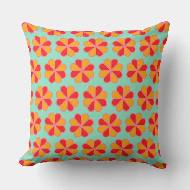 Röda och orange blomblad kudde (Framsida)