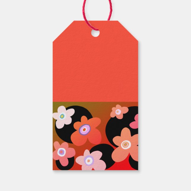 Röda och orange blommor presentetikett (Baksidan)