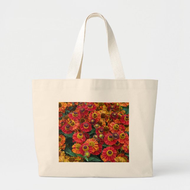 Röda och orange helenium-blommor jumbo tygkasse (Framsidan)